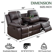 Brown Leather Recliner Sofa Luxurious Seating with Leather Finish, Ergonomic Design, and Adjustable Backrest, Compact Reclining Sofa for Small Spaces/RVs, Home Theaters, Houses, and Offices.