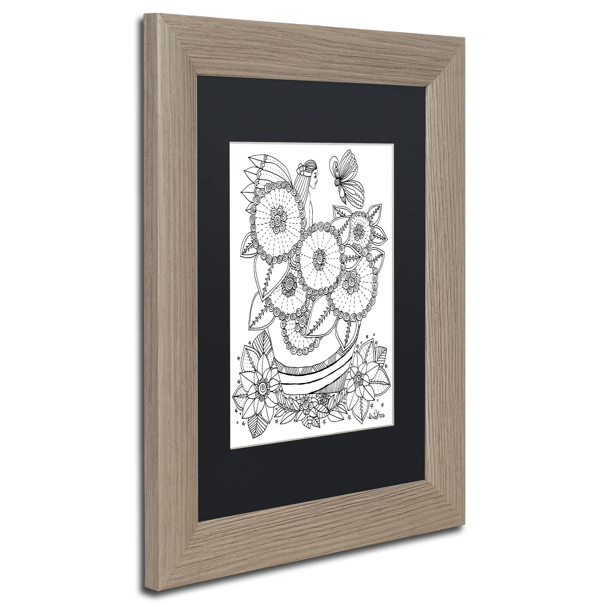 Trademark Fine Art "Fairy-2" Canvas Art by KCDoodleArt Black Matte, Birch Frame
