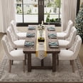 thumbnail image 5 of Paproos Dining Chairs Set of 2, Velvet Upholstered Dining Room Chairs with Button Tufted Back, Back Ring and Nailhead Trim, Modern Kitchen Chairs, Dinner Chairs with Solid Wood Legs, Beige, 5 of 14