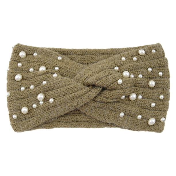 Sonducket Manténgase abrigado con estilo, cómodo calentador de orejas, diadema de invierno, diademas cruzadas de punto Nueva Perla, portátil Accesorios de disfraces caqui