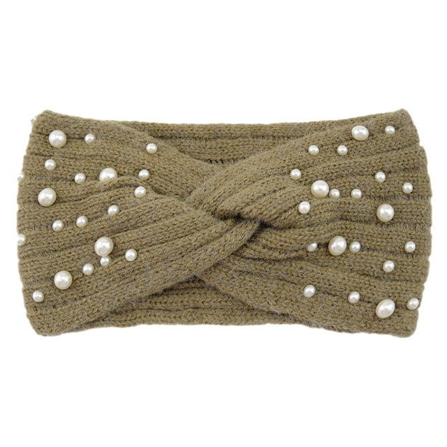 Sonducket Manténgase abrigado con estilo, cómodo calentador de orejas, diadema de invierno, diademas cruzadas de punto Nueva Perla, portátil Accesorios de disfraces caqui
