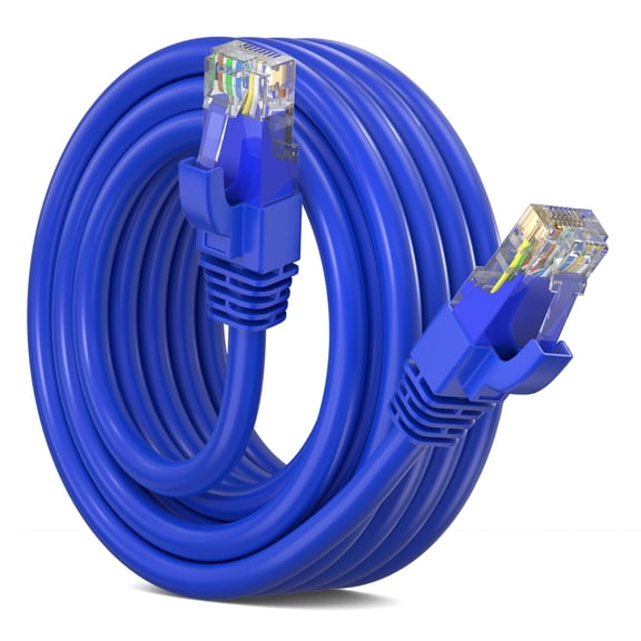 Ethernet Cable 15 ft CAT6 High Speed Internet Network LAN Cable Cord, Outdoor Waterproof (Blue)