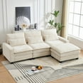 thumbnail image 2 of Newest 99'' Sectional Cloud Deep Seat Couch, Modern Comfy Chenille L Shaped Sectional Sofa for Living Room Set, Upholstered 4-Seats Sofa Couch with Movable Ottoman, Beige, 2 of 9