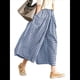 thumbnail image 1 of Pantalones Palazzo de Algodón A Cuadros para Mujer, Cintura Elástica, con Bolsillos, para Verano Azul Marino S, 1 of 8