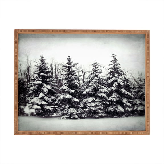Society6 Chelsea Victoria Snow And Pines 18" x 14" Rectangle Bamboo Tray
