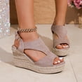 thumbnail image 2 of Womens Platform Wedge Sandals Fringe Suede Peep Toe Espadrilles Ankle Strap Wedges Heels Fashion Cutout Pumps Light Purple Size 7, 2 of 7