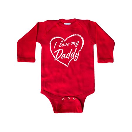 

Inktastic I Love My Daddy in White Chalk Heart Gift Baby Boy or Baby Girl Long Sleeve Bodysuit