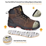 SAFETOE Safety Boots for Men Composite Toe Work Boots Lightweight Cow Leather Puncture Proof Slip On Work Boots Wide Fit