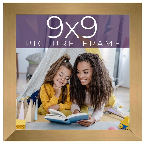 9x9 Frame Gold Bronze Solid Wood Picture Frame Width 0.75 Inches | Interior Frame Depth 0.5 Inches
