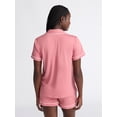 thumbnail image 4 of Joyspun Women’s Dreamy Soft Collection Notch Collar Knit Top and Boxer Shorts Pajama Set, Sizes XS-3X, 4 of 6
