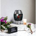thumbnail image 6 of JAGASY Red Cardinal Small Memorial Urn - Black Tiny Urn for Ashes Adult Male & Female - Red Berry Leaf Decorative Urns for Father - Keepsake Funeral Urns for Mom - (3 Inch), 6 of 7