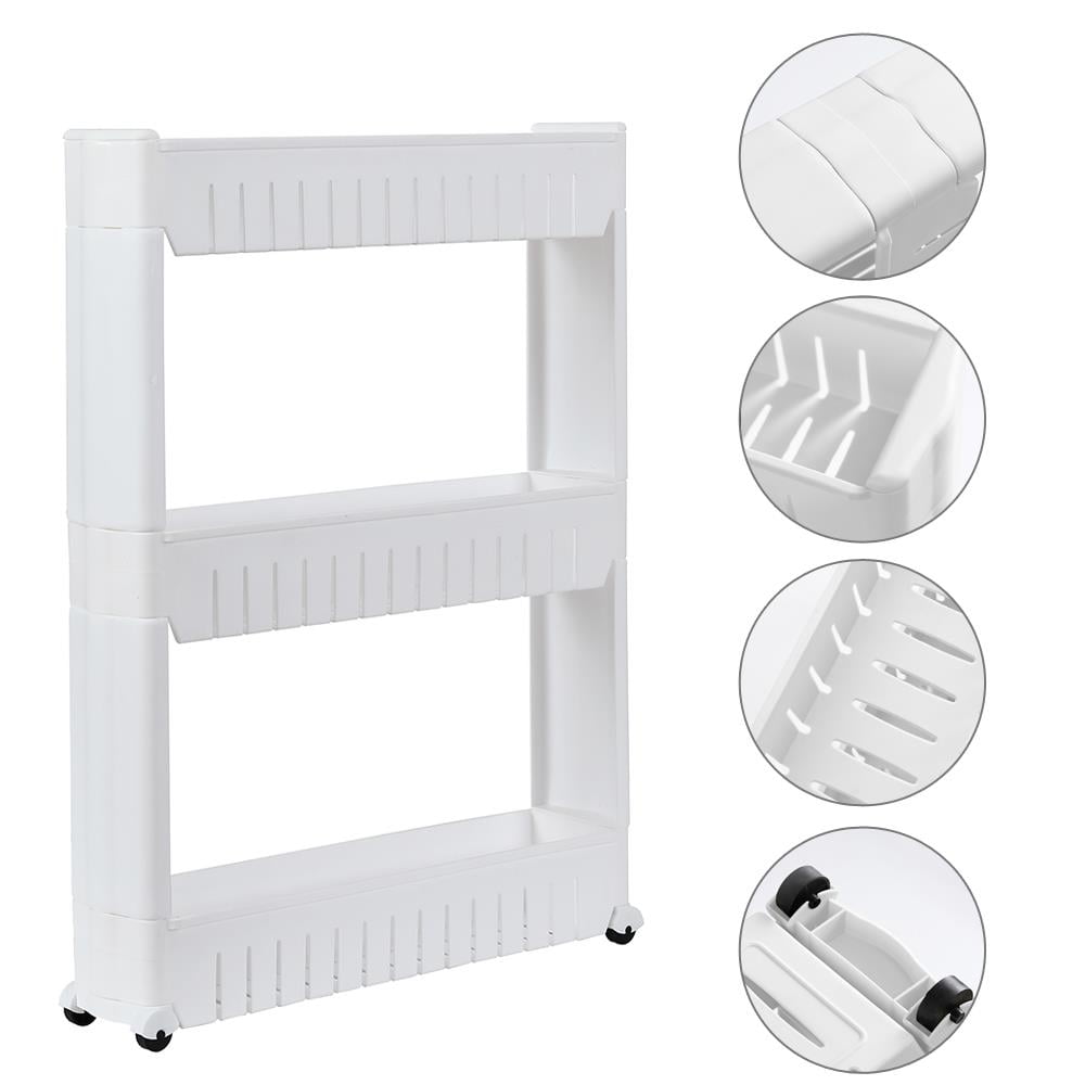 UBesGoo 3 Layer Plastic Storage Rack White Rolling Storage Cart