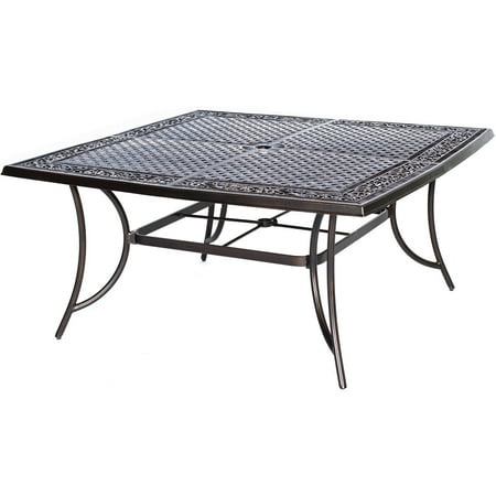 Hanover Manor 9-Piece Outdoor Patio Dining Set with 8 PVC Sling Swivel Rockers and Rust-Free Aluminum 60" Square Dining Table | MANDN9PCSWSQ-8