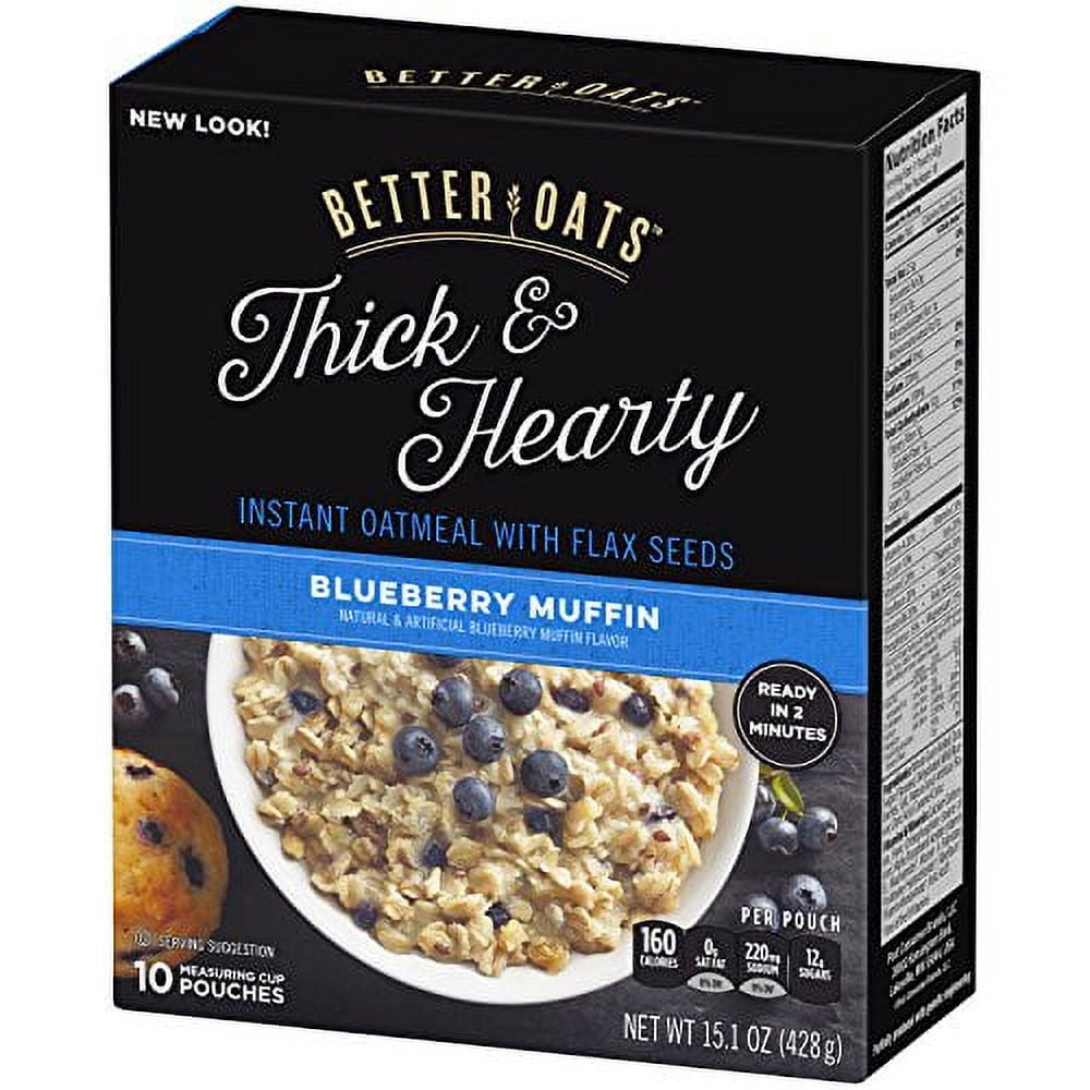 Better Oats Thick & Hearty Blueberry Muffin Instant Oatmeal with Flax Seeds, 15.1 oz