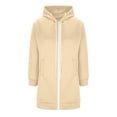 thumbnail image 4 of Daznico Women Longline Zip Up Hoodie Jacket Raglan Long Sleeve Side Pockets Loose Fall Winter Soft Lightweight Open Front Hooded Cardigan Sweatshirt,XL, 4 of 4