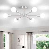 Kitchen Light Fixtures 6 Lights Ceiling Lights Fixture Nickel Modern Semi Flush Mount Lighting Sputnik Chandelier for Bedroom Dining Room Hallway