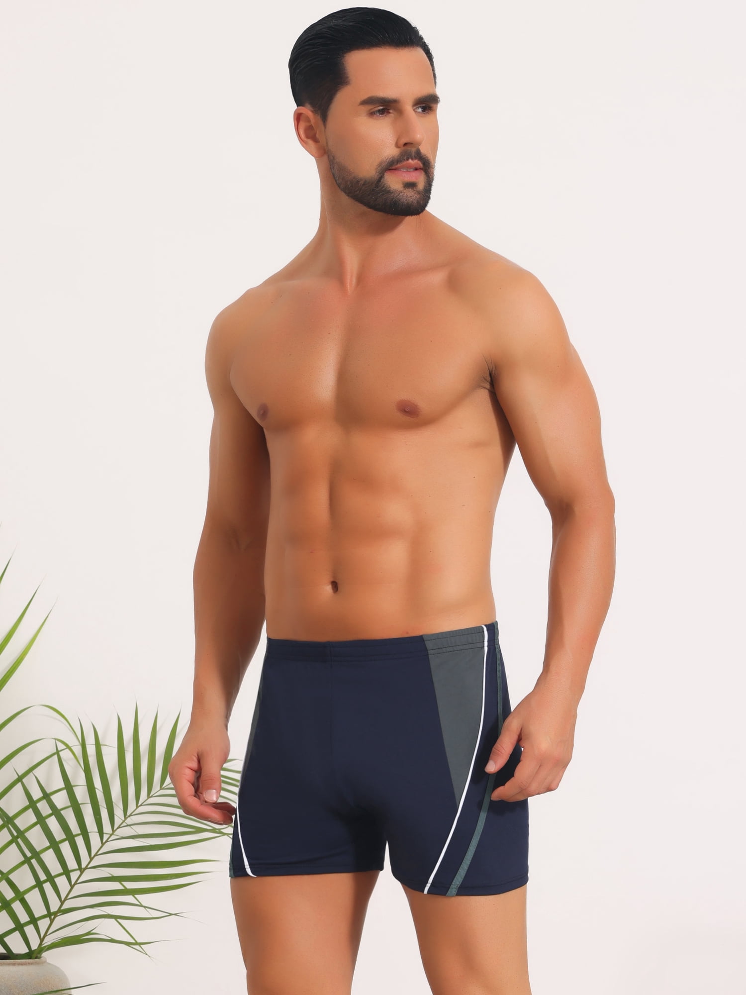 DARING DIVA Men's Block Swimwear Adjustable Drawstring Pool Swimming Shorts 30 Gray