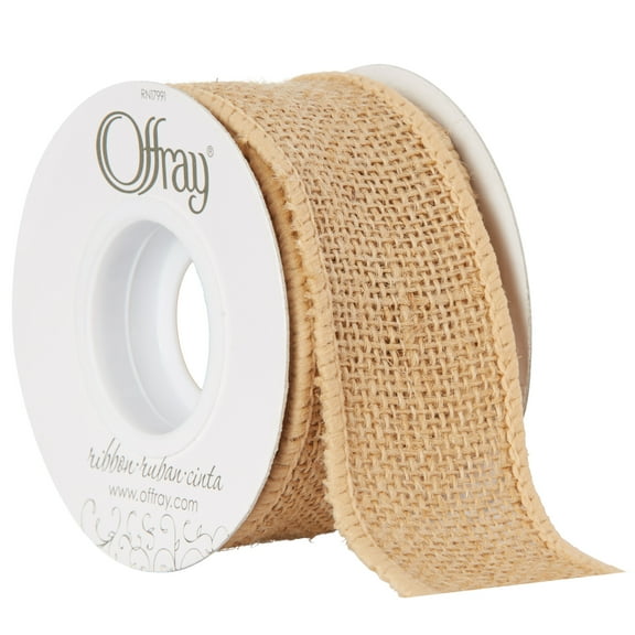 Offray Ribbon, Natural 2 1/2 inch Woven Burlap Ribbon for Crafts, Gifting, and Wedding, 9 feet, 1 Each