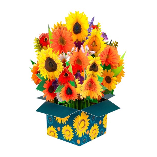 Tarjeta de felicitación 3D desplegable con diseño de ramo de flores | Tarjeta de pie para cumpleaños, aniversarios y bodas