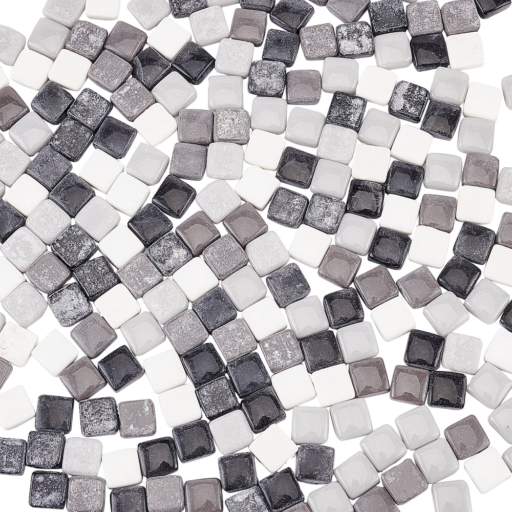 Glass Cabochons Mosaic Tiles for Home Decoration or DIY Crafts Square Mixed Color 12x12x6mm 190~224pcs/box for DIY