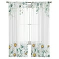 thumbnail image 7 of Sheer Curtains 63 inches Long, Spring Summer Plants Eucalyotus White Daisy Flower Light Filtering Sheer Window Curtains Rod Pocket Voile Drapes for Bedroom Living Room, 52"W x 63"L 2 Panels, 7 of 7