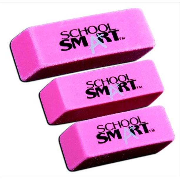 School Smart Medium Pink Beveled Eraser, Pack of 12