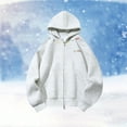 thumbnail image 2 of Hoodies Men Fall Double Zip Hoodie Embroidered Outdoor Casual Style Hooded Sweatshirt Men's Sweatshirts White L, 2 of 7