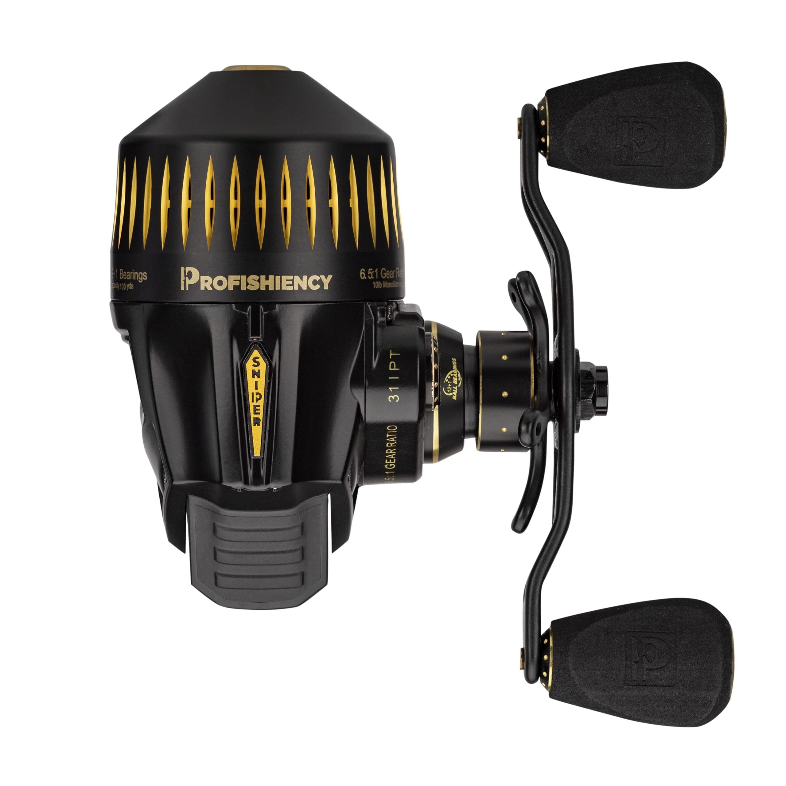 Profishiency Sniper Black Spincast Reel with 6.5:1 Gear Ratio and