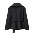 thumbnail image 5 of Cropped Trench Coat for Women Lapel Collar Belted Button Blazer Casual Trendy Elegant Office Fall Jacket, M, 5 of 7