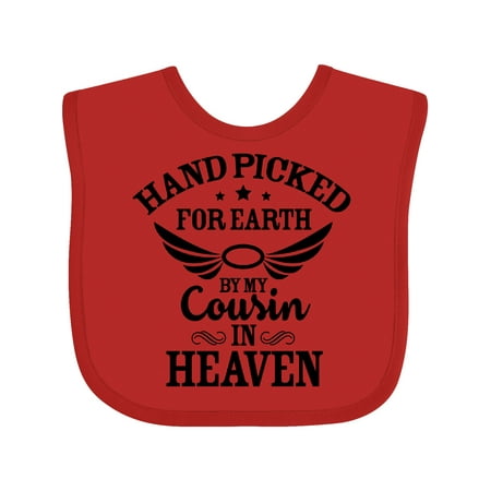 

Inktastic Handpicked for Earth by My Cousin in Heaven with Angel Wings Gift Baby Boy or Baby Girl Bib