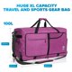 thumbnail image 3 of Bolsa de viaje Bago Rolling con ruedas, impermeable, 100 litros, color morado nieve, 3 of 9