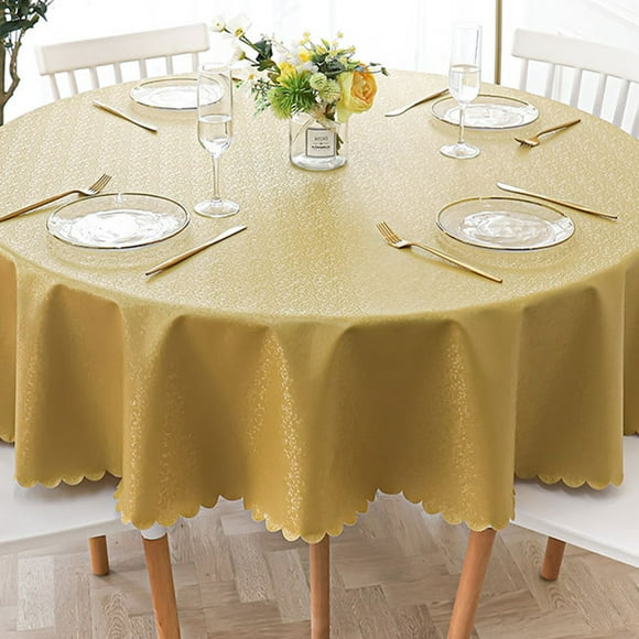 Waterproof vinyl tablecloth, round heavy duty tablecloth, kitchen and dining room wipeable tablecloth