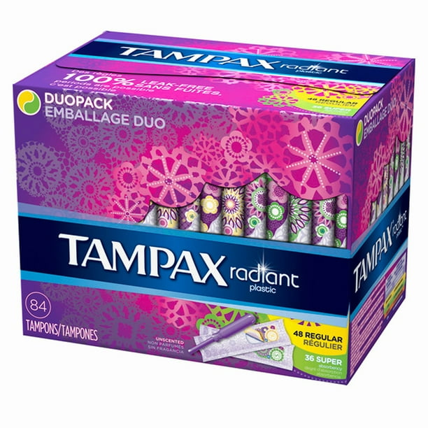 Product of Tampax Radiant Plastic Tampons Regular/Super Multipack, 84