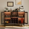 thumbnail image 2 of Towallmark Home Wine Bar Cabinet with LED Light, Freestanding Liquor Cabinet with Storage Shelves, Coffee Bar Kitchen Pantry Organizer, Microwave Stand for Living Dining Room, 2 of 7