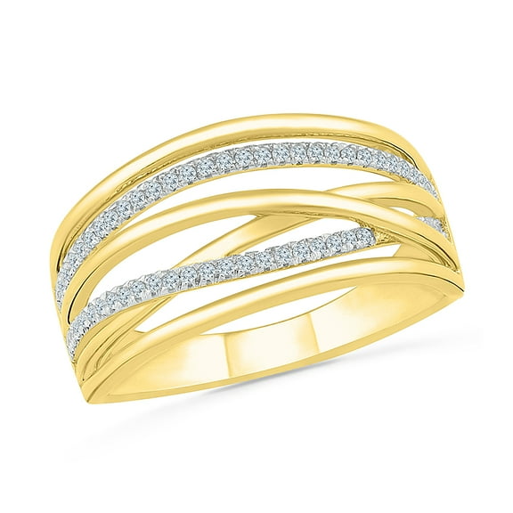 DGOLD 10kt Yellow Gold Round Diamond Right hand Fashion Ring (0.16 Cttw)