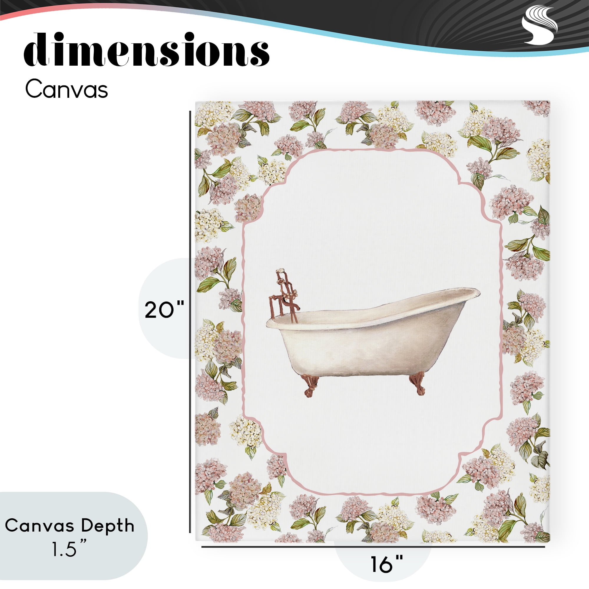 Stupell Industries Elegant Hydrangeas Bathtub Canvas Wall Art, design by Carol Robinson