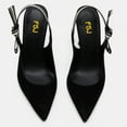 thumbnail image 4 of FSJ Women Sexy Bowknot Stiletto Heels Closed Pointed Toe Slingback Pumps Elastic Strap Sandals Wedding Party Dress Shoes Size 5 Black, 4 of 6