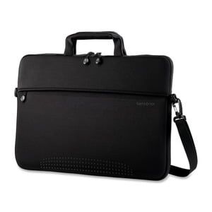 Samsonite Aramon NXT Carrying Case (Sleeve) for 14  Notebook - Black Traditional Slim Laptop Shuttle Bag is made of tough neoprene to thoroughly protect your laptop. Zips around three sides to use as a horizontal briefcase or vertical bag like a backpack. Includes a convenient zippered accessory pocket to keep your things organized and a removable adjustable shoulder strap.