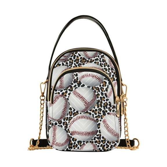 joogoo Women Baseball in Leopard Chain Crossbody Bags Shoulder Handbag Phone Purse