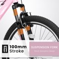 thumbnail image 2 of Mountain Bike 24/26 Inch, High-Density Carbon Steel Frame, 21 Speed, Front Suspension, Dual V-Brakes, 80% Pre-Assembled for Men Women Teens, 2 of 10