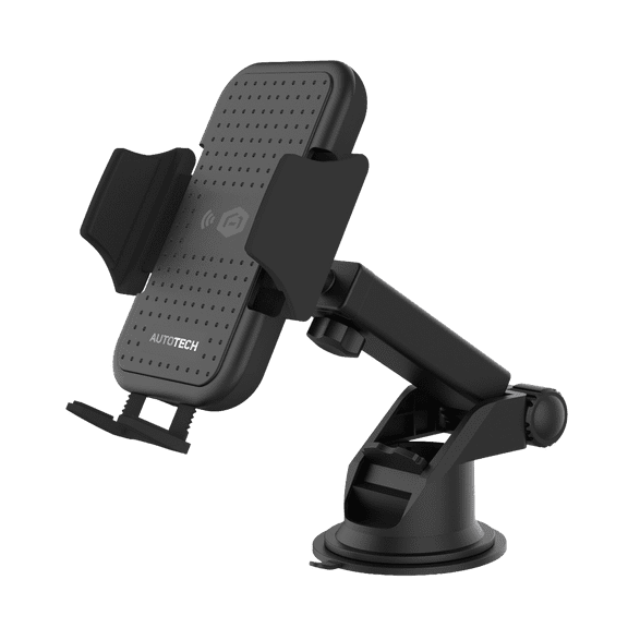 AutoTech by ToughTested 15W Wireless Car Charger Mount, Dashboard & Windshield Phone Holder with Adjustable Arm for Qi-Compatible Phones