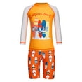 thumbnail image 3 of Doomiva Kids Boys Shark Bro 2 Pcs Athletic Swimsuit Upf 50+ Swim Shirts with Shorts Surfing Rash Guard Sets Orange 5-6, 3 of 5