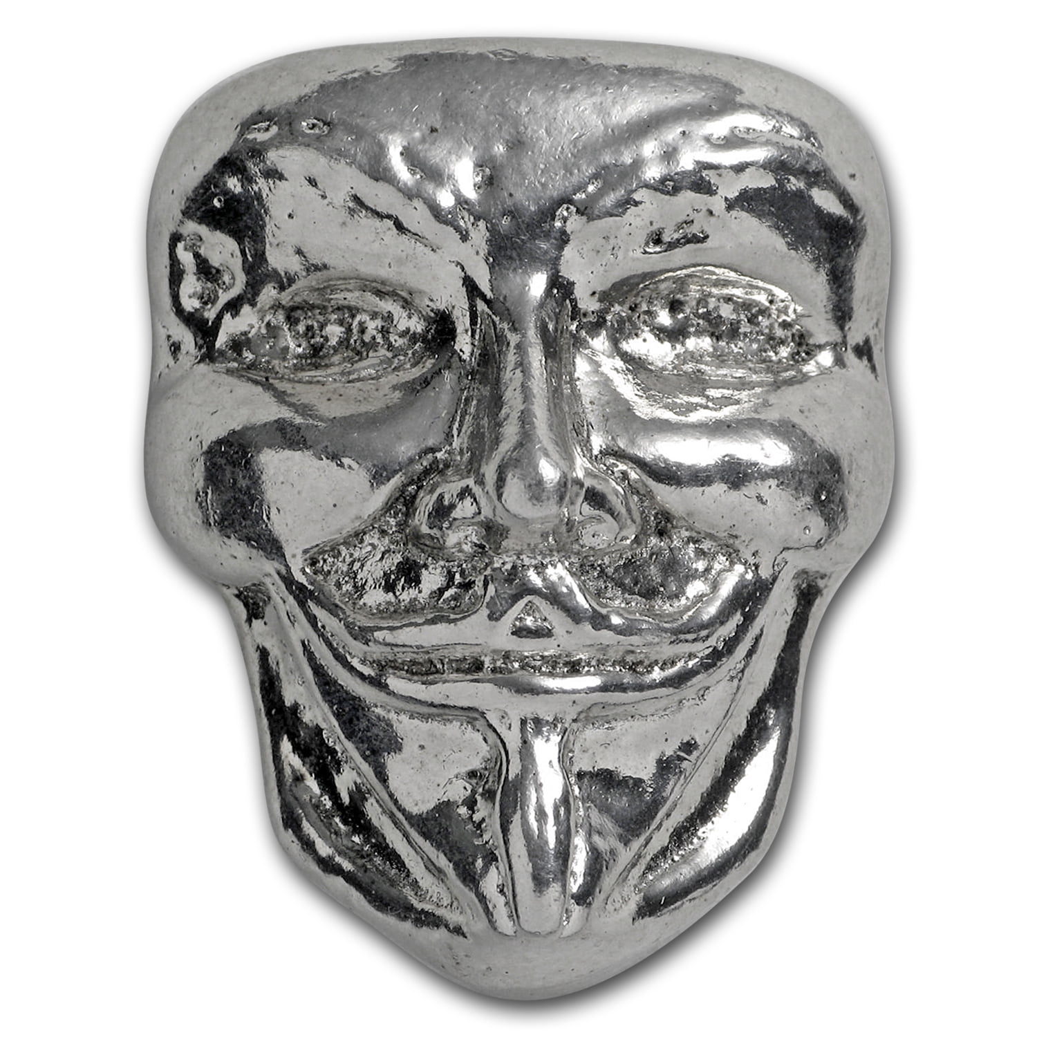 2 oz HandPoured Silver Guy Fawkes Mask