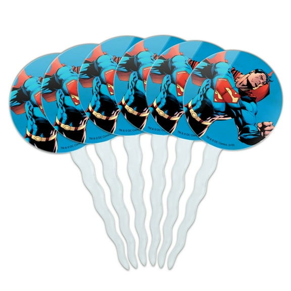 Superman Character Cupcake Picks Toppers Decoration Set of 6