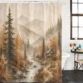 thumbnail image 4 of Small Stall Shower Curtain 36x72 Inch Narrow Half Size Fall Forest Bath Curtains Bathroom Decor, Autumn Vintage Pine Trees Cabins Mountains Waterproof Fabric Shower Curtain Set with Hooks 36 Inch, 4 of 7