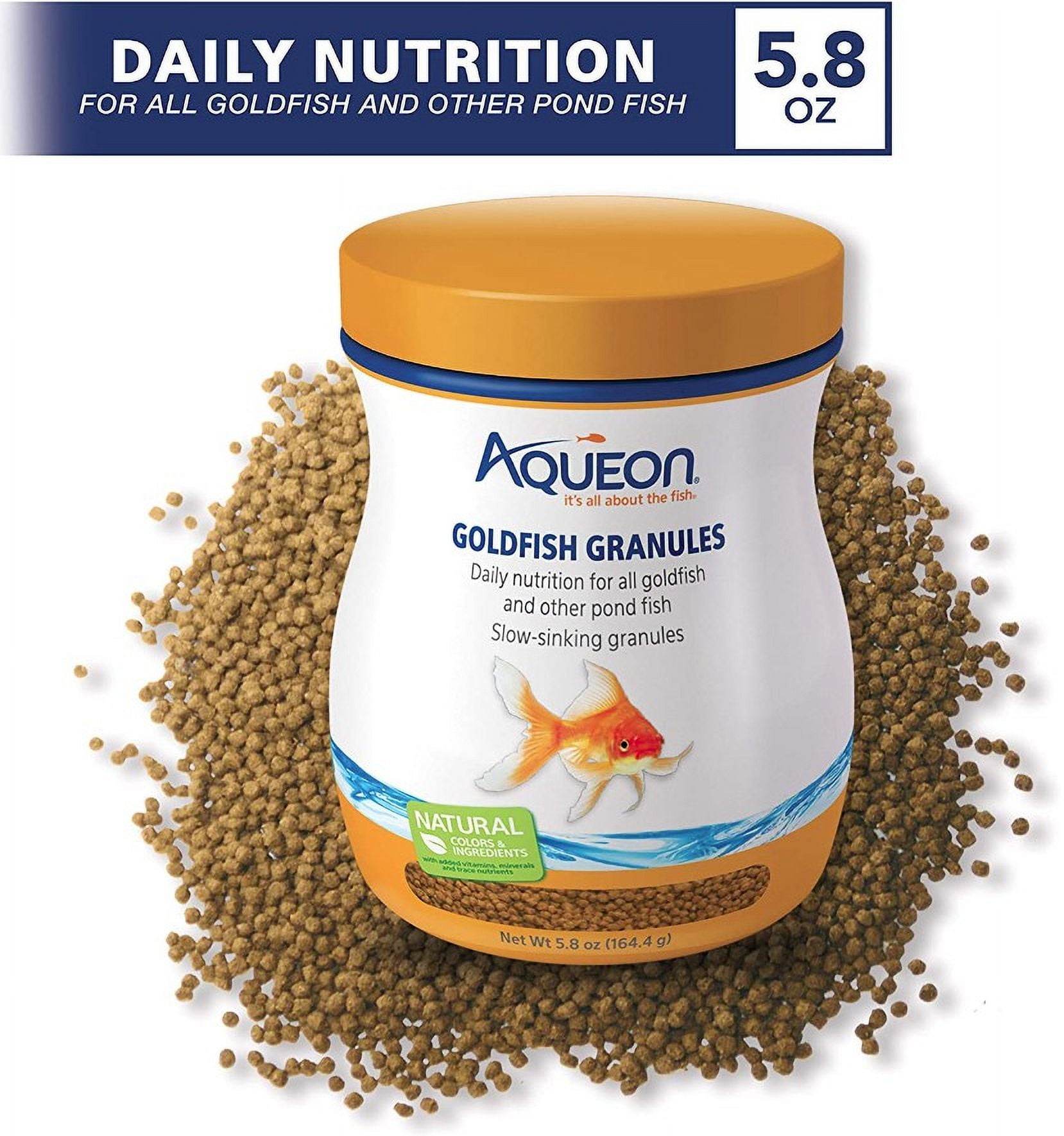 Aqueon Goldfish Granules Slow Sinking Fish Food Daily Nutrition for All Goldfish and Other Pond Fish [Aquarium Goldfish Food, Aquarium Supplies] 34.8 oz (6 x 5.8 oz)