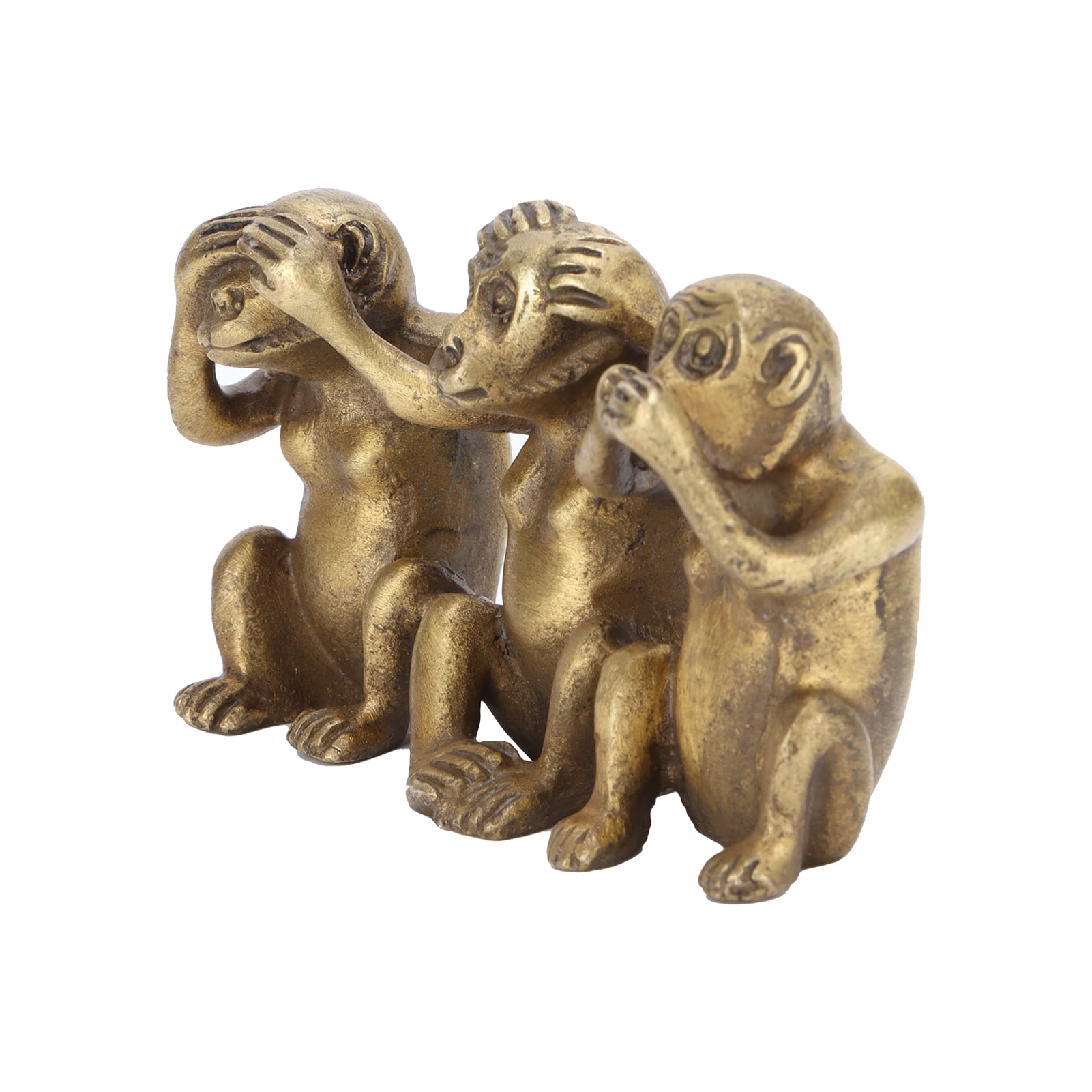 Set of 3 Bronze Coloured Wise Monkeys Ornaments Figures Gift