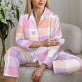 thumbnail image 6 of Kdxio Heart Buffalo Plaid Women's Pajama Sets Long Sleeve Button Down Sleepwear Nightwear Soft Pjs Lounge Sets-Large, 6 of 7