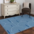 thumbnail image 3 of 3'x5' Rug for Living Room Bedroom, Navy Blue Ombre Washable Area Rugs Non-Slip Carpet Mats, Farmhouse Stripes Modern Abstract Art Indoor Low Pile Area Rug Runner for Kitchen, Mudroom, 3 of 8