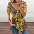 thumbnail image 2 of Sunflower Womens Summer V Neck Zipper Top Short Sleeve T Shirt Off Shoulder Top Casual Classy Loose Shirts, 2 of 7